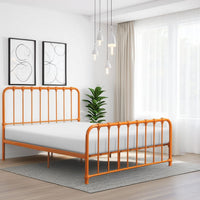 Ethan Twin Size Metal Bed, Orange Spindle Design, Heavy Duty Slat Support - BM316828