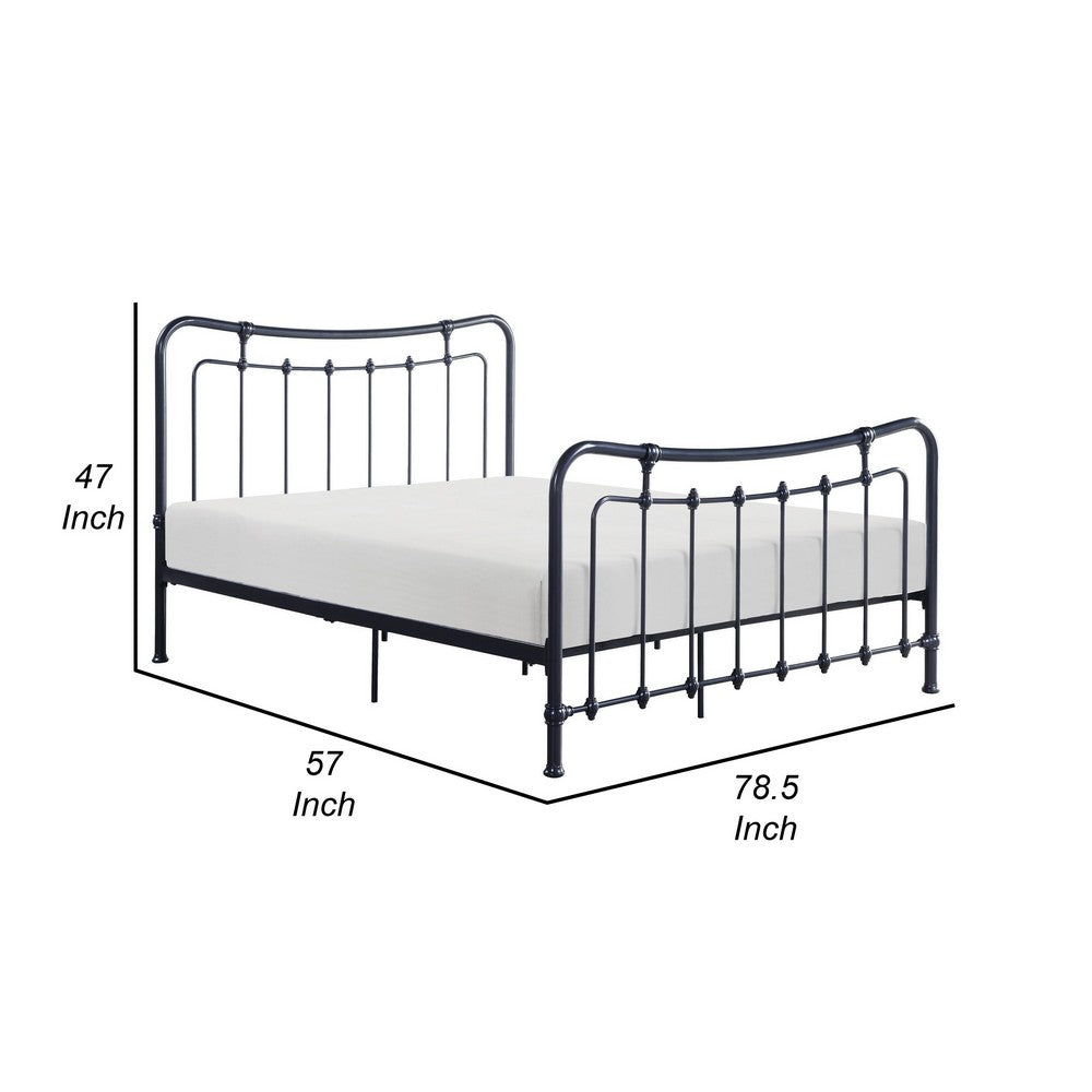 Engel Full Size Bed, Metal Spindle Frame in Gray Finish, Traditional Style - BM316829