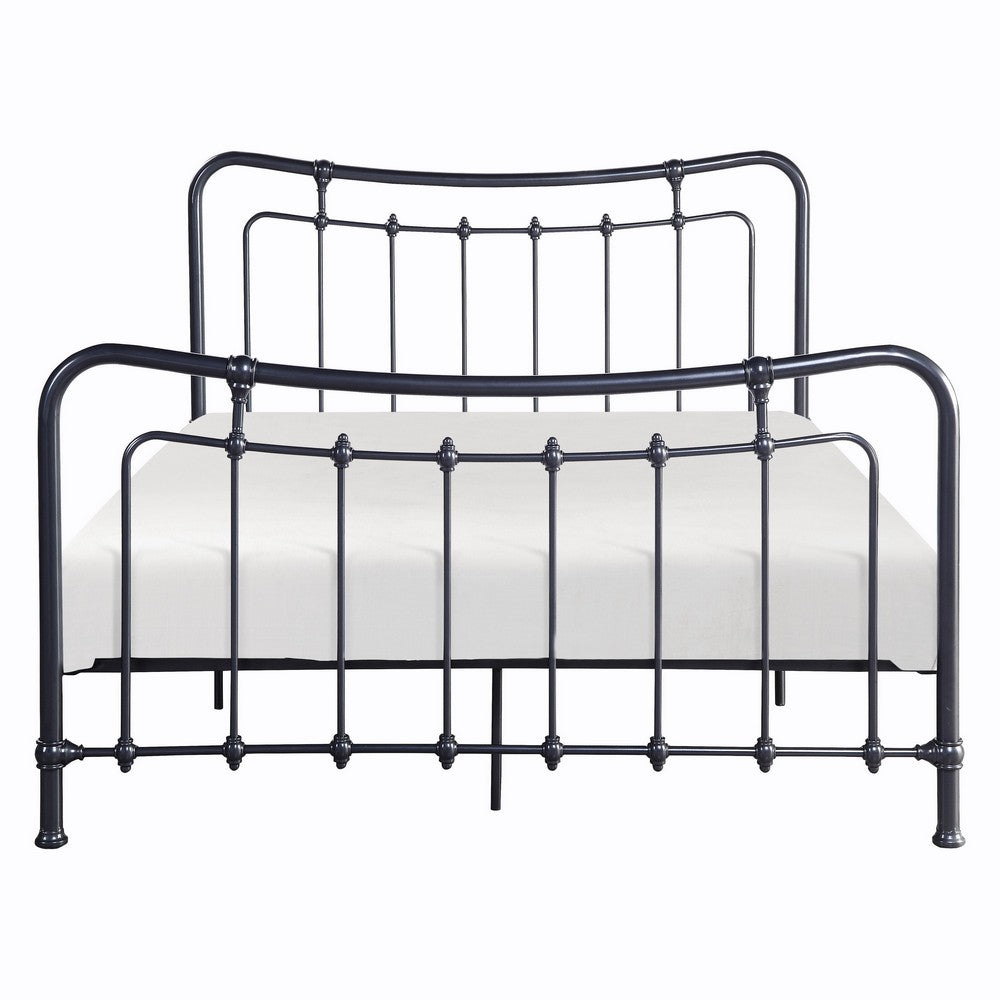 Engel Twin Size Bed, Metal Frame in Gunmetal Finish, Traditional Joining - BM316830