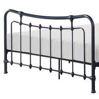 Engel Twin Size Bed, Metal Frame in Gunmetal Finish, Traditional Joining - BM316830