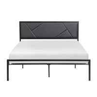 Nick Full Size Platform Bed, Black Faux Leather Upholstered Headboard - BM316831