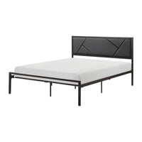 Nick Full Size Platform Bed, Black Faux Leather Upholstered Headboard - BM316831