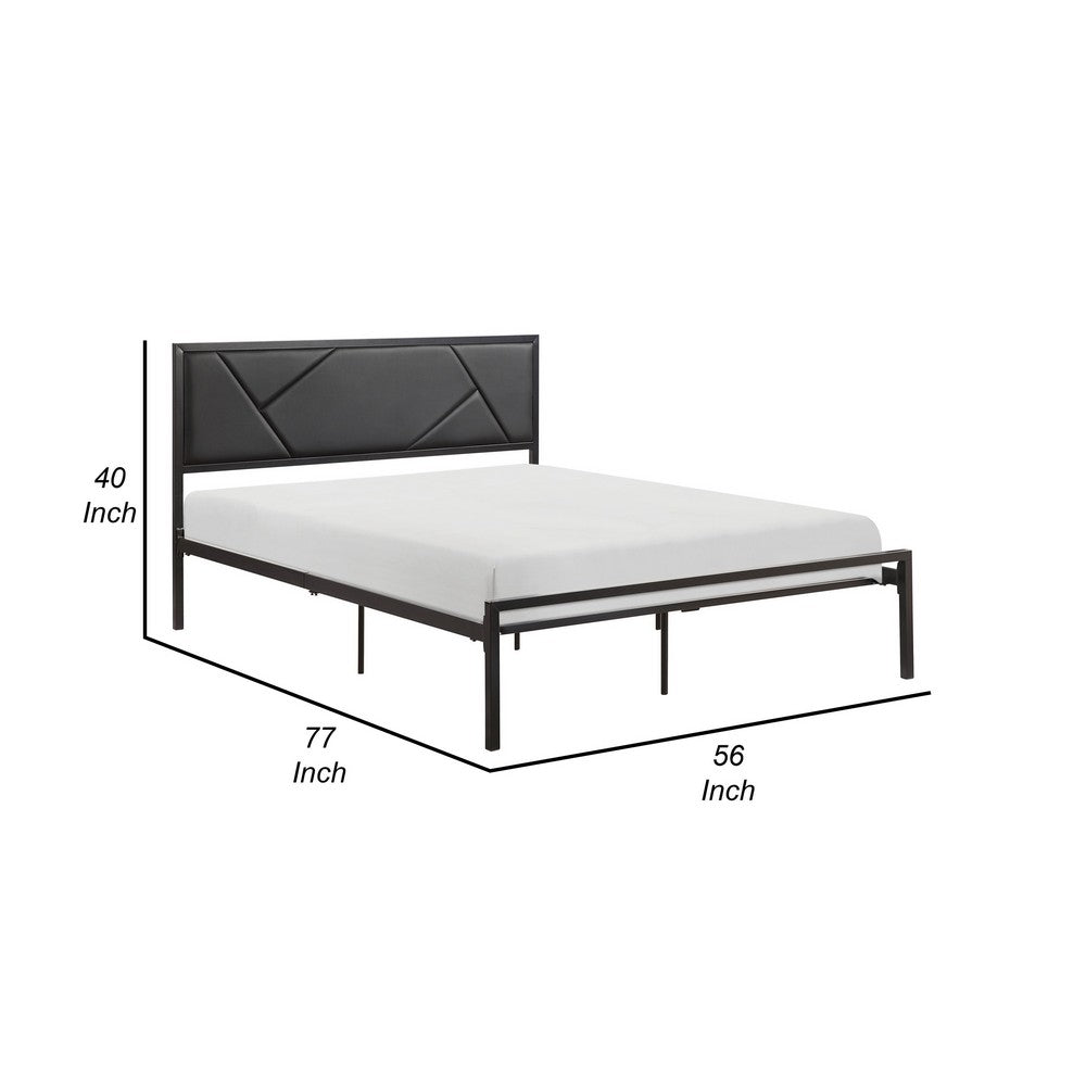 Nick Full Size Platform Bed, Black Faux Leather Upholstered Headboard - BM316831