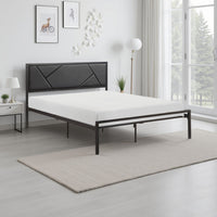Nick Full Size Platform Bed, Black Faux Leather Upholstered Headboard - BM316831