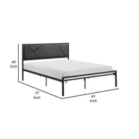 Nick Twin Size Platform Bed, Black Faux Leather Upholstered Headboard - BM316832