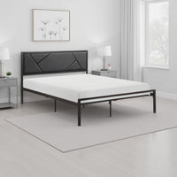 Nick Twin Size Platform Bed, Black Faux Leather Upholstered Headboard - BM316832