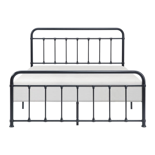 Ryan Full Size Metal Bed, Platform Foundation, Black Curved Spindle Frame - BM316838