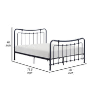 Ryan Full Size Metal Bed, Platform Foundation, Black Curved Spindle Frame - BM316838