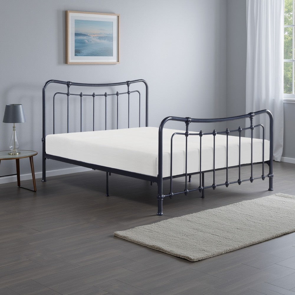 Ryan Twin Size Metal Bed, Platform Foundation, Black Curved Spindle Frame - BM316839