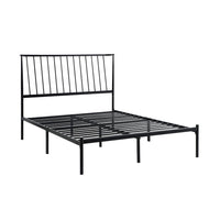 Angie Full Platform Metal Bed, Subtly Angled Slats on Headboard, Black - BM316840