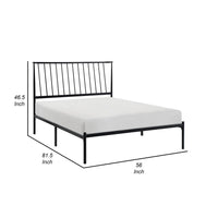 Angie Full Platform Metal Bed, Subtly Angled Slats on Headboard, Black - BM316840