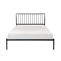 Angie Full Platform Metal Bed, Subtly Angled Slats on Headboard, Black - BM316840