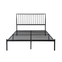 Angie King Size Platform Metal Bed, Subtly Angled Slats on Headboard, Black - BM316841