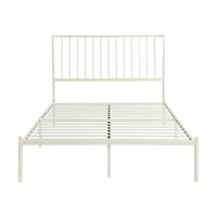 Angie Full Platform Metal Bed, Subtly Angled Slats on Headboard, White - BM316843