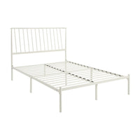 Angie Full Platform Metal Bed, Subtly Angled Slats on Headboard, White - BM316843