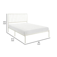 Angie Full Platform Metal Bed, Subtly Angled Slats on Headboard, White - BM316843