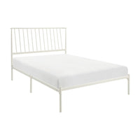 Angie Full Platform Metal Bed, Subtly Angled Slats on Headboard, White - BM316843