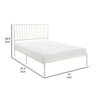 Angie Twin Size Platform Metal Bed, Subtly Angled Slats on Headboard, White - BM316845