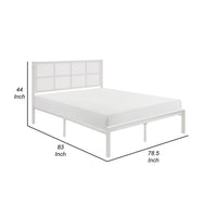 Annie King Platform Metal Bed, White Faux Cane Panel Headboard, Low Profile - BM316850