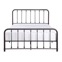Ken King Size Metal Bed, Ball Accents on Vertical Slats, Antique Bronze - BM316852