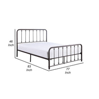 Ken King Size Metal Bed, Ball Accents on Vertical Slats, Antique Bronze - BM316852