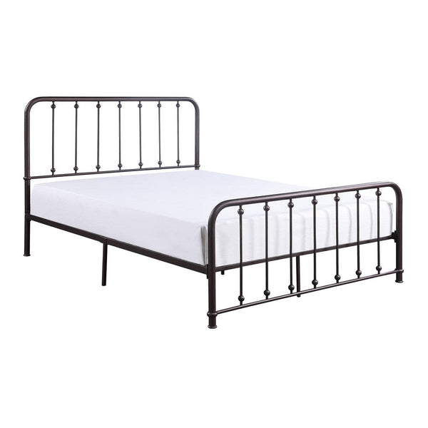 Ken King Size Metal Bed, Ball Accents on Vertical Slats, Antique Bronze - BM316852