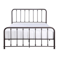 Ken Twin Size Metal Bed, Ball Accents on Vertical Slats, Antique Bronze - BM316853