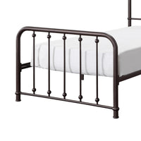 Ken Twin Size Metal Bed, Ball Accents on Vertical Slats, Antique Bronze - BM316853