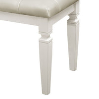 Lura 54 Inch Accent Bench, Button Tufted Foam Faux Leather, White Wood - BM316862