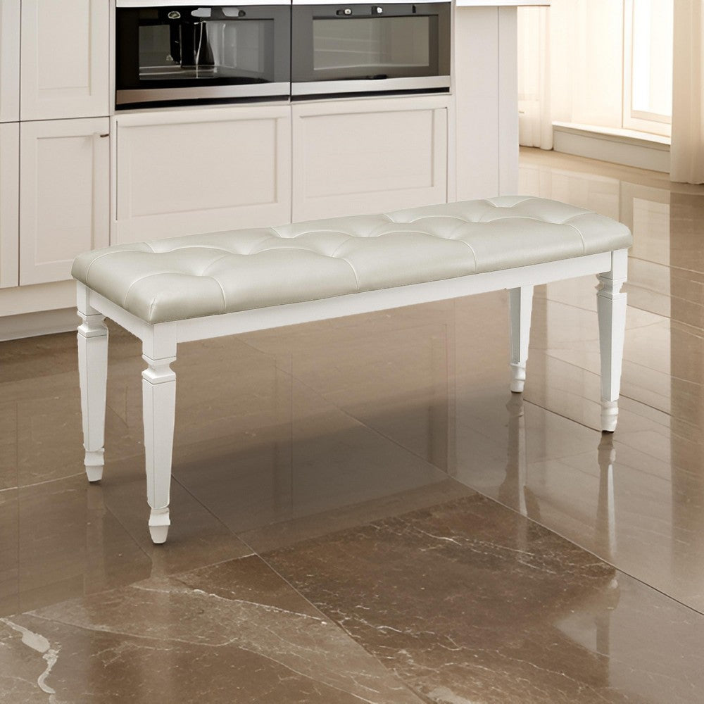 Bench Button Benzara Lura 54 Inch Accent Bench, Button Tufted Foam Faux Leather ...