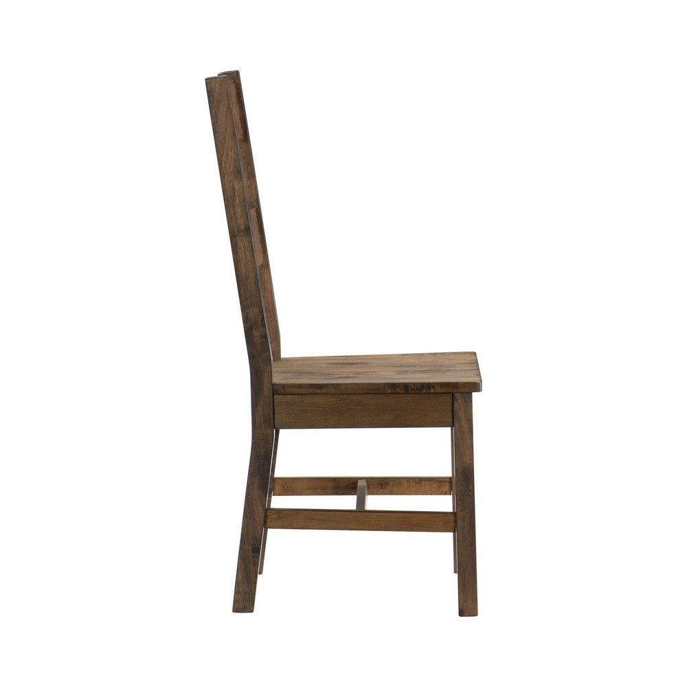 Rick 22 Inch Side Dining Chair, Ladder Back, Burnished Brown Rubberwood - BM316863