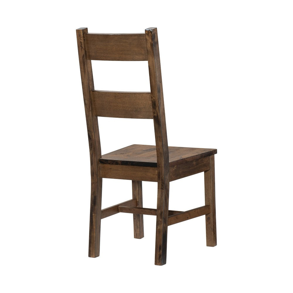 Rick 22 Inch Side Dining Chair, Ladder Back, Burnished Brown Rubberwood - BM316863