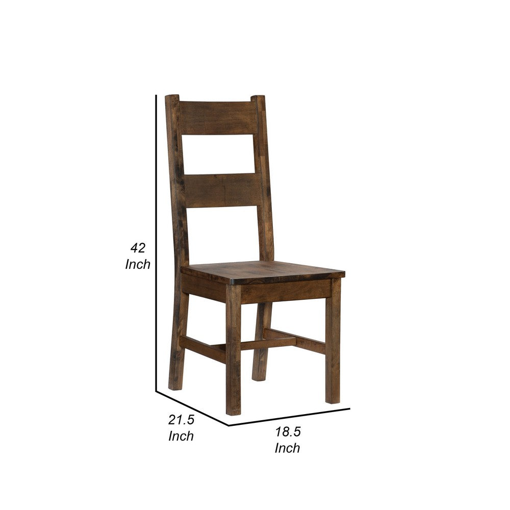 Rick 22 Inch Side Dining Chair, Ladder Back, Burnished Brown Rubberwood - BM316863