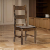 Rick 22 Inch Side Dining Chair, Ladder Back, Burnished Brown Rubberwood - BM316863