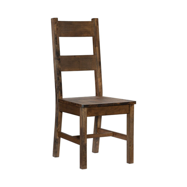 Rick 22 Inch Side Dining Chair, Ladder Back, Burnished Brown Rubberwood - BM316863