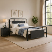 Cardy Full Size Metal Bed, Rounded Profile, Mottled Silver Finish Panels - BM316866