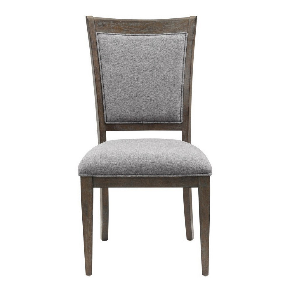 Koa 26 Inch Set of 2 Side Dining Chairs, Gray Polyester, Driftwood Brown - BM316868