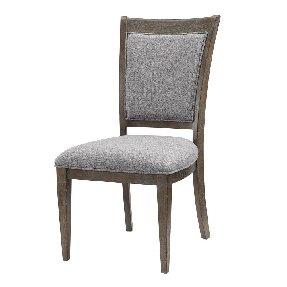 Koa 26 Inch Set of 2 Side Dining Chairs, Gray Polyester, Driftwood Brown - BM316868