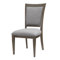 Koa 26 Inch Set of 2 Side Dining Chairs, Gray Polyester, Driftwood Brown - BM316868