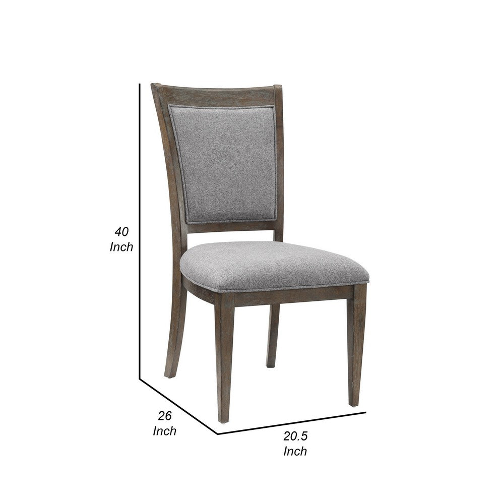 Koa 26 Inch Set of 2 Side Dining Chairs, Gray Polyester, Driftwood Brown - BM316868