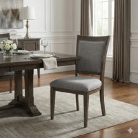Koa 26 Inch Set of 2 Side Dining Chairs, Gray Polyester, Driftwood Brown - BM316868