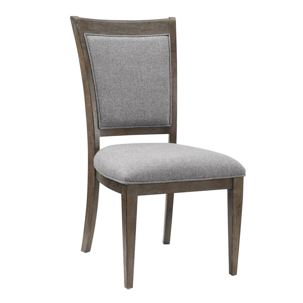 Koa 26 Inch Set of 2 Side Dining Chairs, Gray Polyester, Driftwood Brown - BM316868