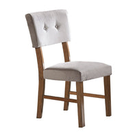 Leom 25 Inch Set of 2 Side Dining Chairs, Tufted Gray Polyester, Brown - BM316869