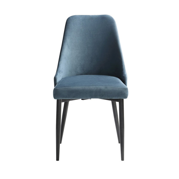 Gene 19 Inch Side Dining Chair, Tall Curved Back, Blue Velvet, Black Metal - BM316870