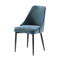 Gene 19 Inch Side Dining Chair, Tall Curved Back, Blue Velvet, Black Metal - BM316870