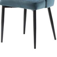 Gene 19 Inch Side Dining Chair, Tall Curved Back, Blue Velvet, Black Metal - BM316870