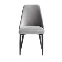 Gene 19 Inch Side Dining Chair, Tall Curved Back, Gray Velvet, Black Metal - BM316871