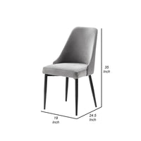 Gene 19 Inch Side Dining Chair, Tall Curved Back, Gray Velvet, Black Metal - BM316871