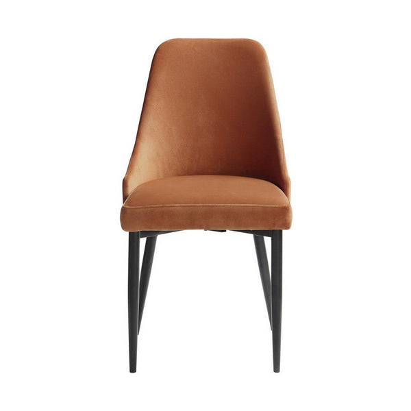 Gene 19 Inch Side Dining Chair, Tall Curved Back, Orange Velvet, Black - BM316872