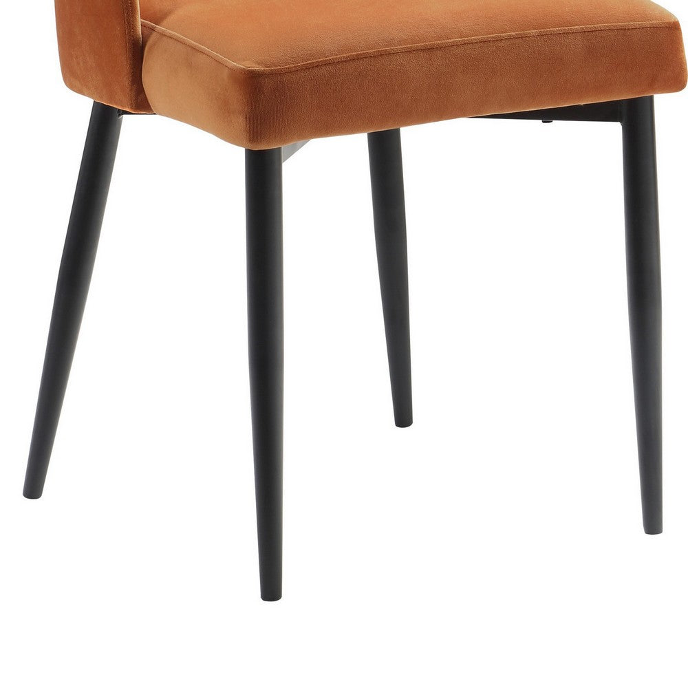 Gene 19 Inch Side Dining Chair, Tall Curved Back, Orange Velvet, Black - BM316872